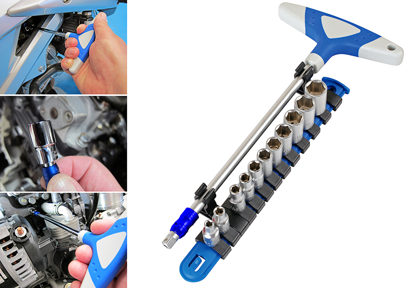 Access those hard to reach fasteners with this useful T-Handle Socket Set 
