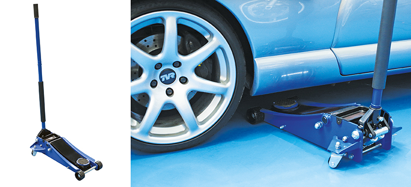 Three-ton low-profile trolley jack fits under low vehicles and lifts right up to 500mm