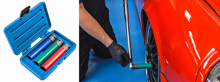 Keep the torque wrench away from the bodywork with these extra-long alloy wheel nut sockets 