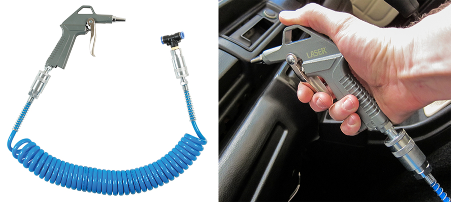 An innovative new air duster blow gun from Laser Tools — designed for HGV cabs