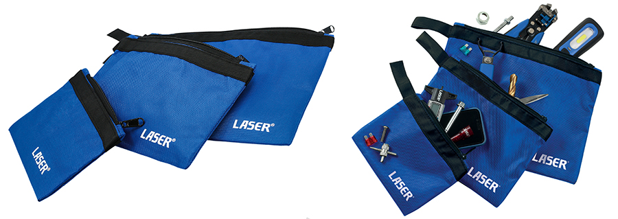 Useful and practical three-piece set of storage tool pouches from Laser Tools