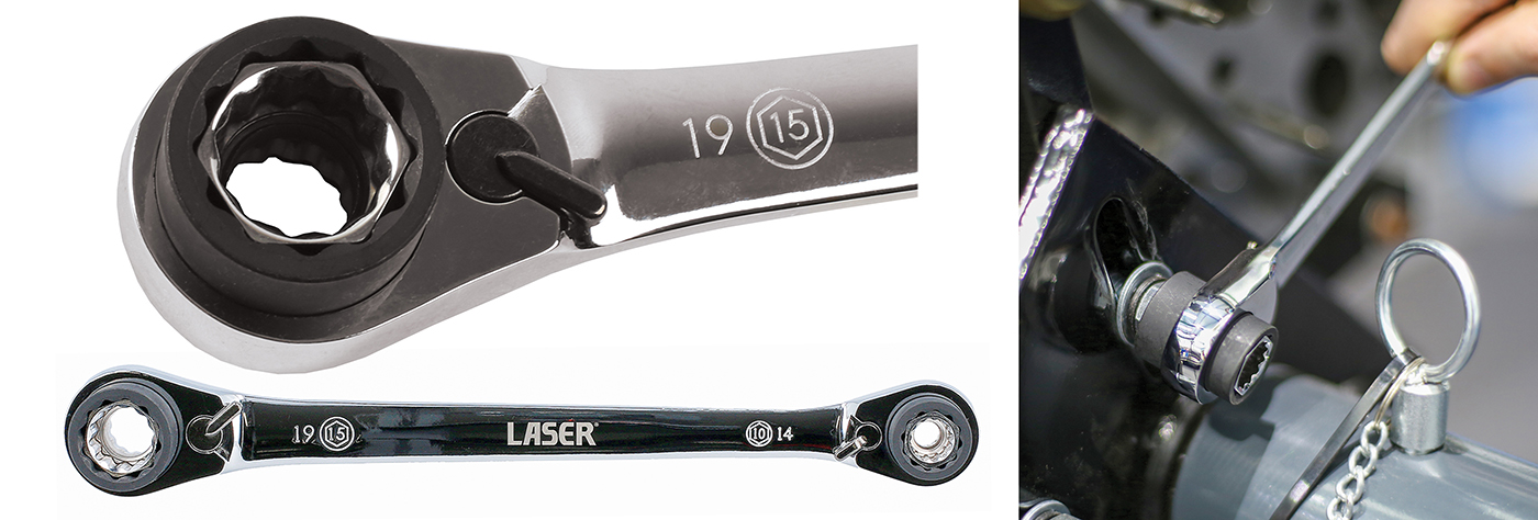 Innovative and versatile 8-size ratchet ring spanner from Laser Tools