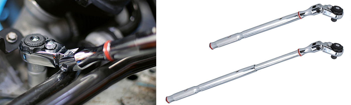 Ratchet wrench and power-bar in one! The new extendable flexi-head 1/2" drive ratchet.