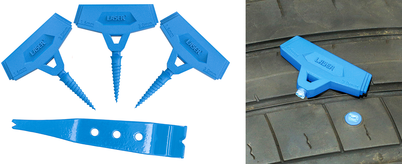 Snap it in. Drive to the garage. Job done — the new fast tyre repair plug from Laser Tools