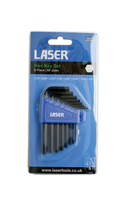 Laser Tools 0267 Imperial Hex Key Set 8pc