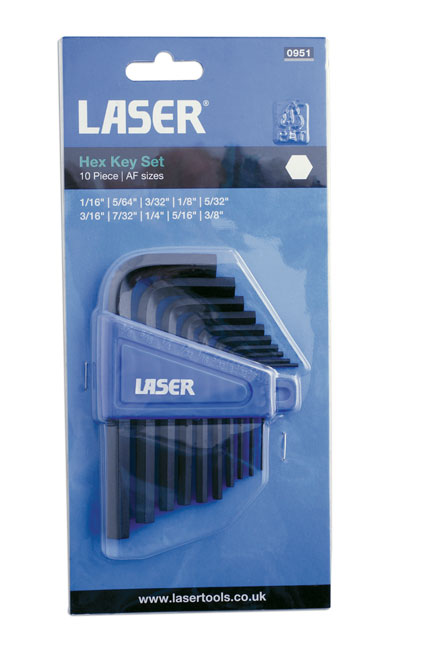 Laser Tools 0951 Imperial Hex Key Set 10pc