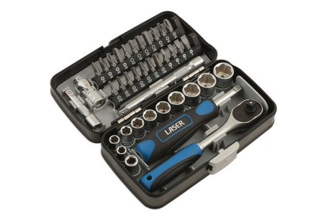 Laser Tools 5960 Socket & Bit Set 1/4"D 38pc