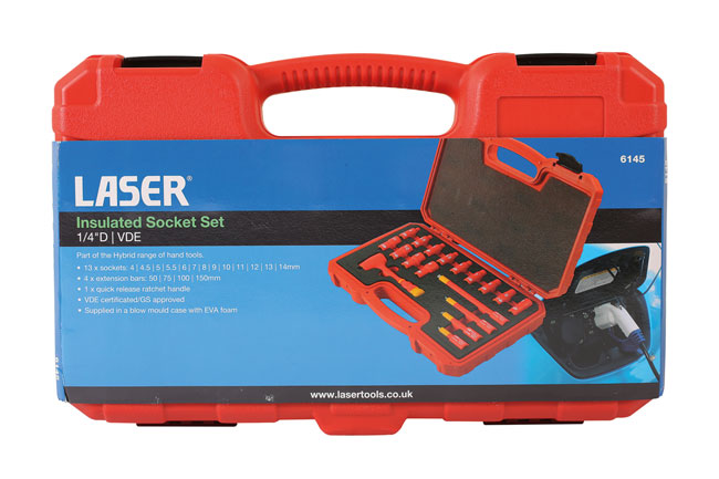 Laser Tools 6145 Insulated Socket Set 1/4"D 18pc