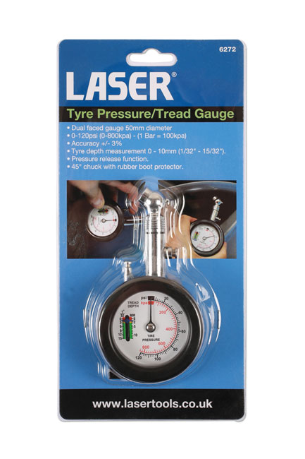 Laser Tools 6272 Tyre Pressure & Depth Gauge