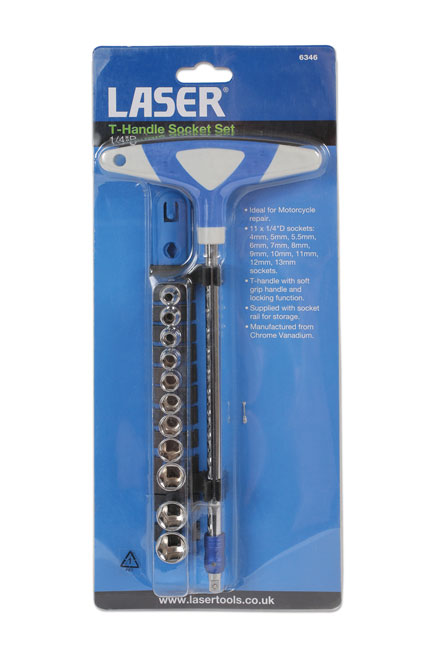 Laser Tools 6346 T-Handle Socket Set 1/4"D 12pc