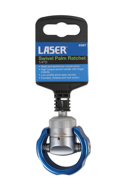 Laser Tools 6387 Swivel Palm Ratchet 1/4"D