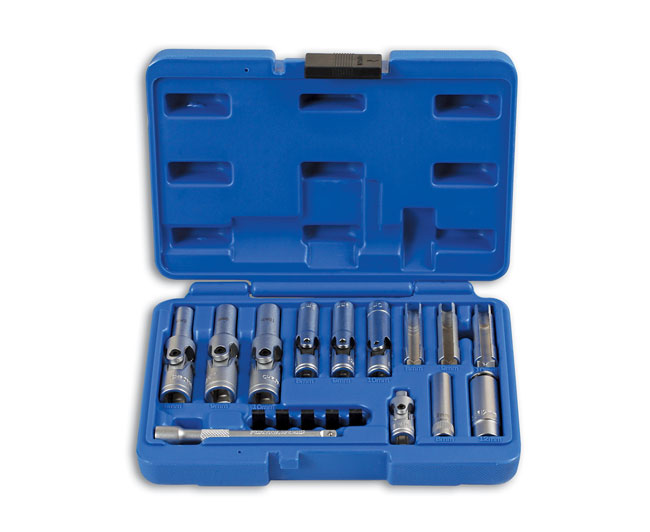 Laser Tools 6424 Specialist Thin Wall Glow Plug Socket Set 1/4"D, 3/8"D 18pc