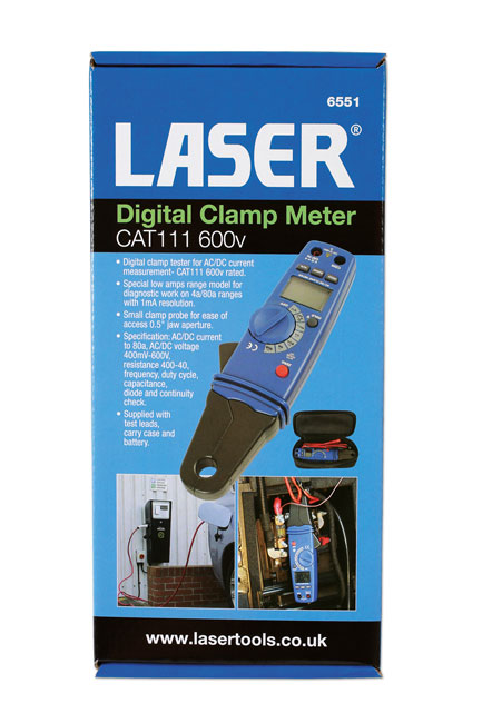 Laser Tools 6551 Mini AC/DC Digital Clamp Meter CAT III 80A