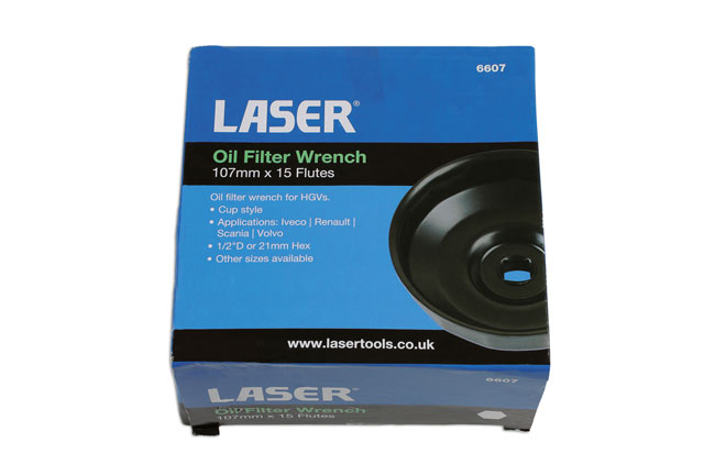 Laser Tools 6607 Oil Filter Wrench 107mm x 15 Flutes