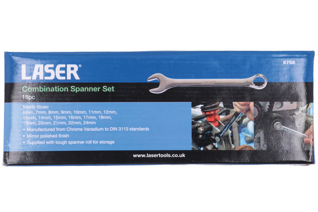 Laser Tools 6758 Combination Spanner Set 6 - 24mm 18pc