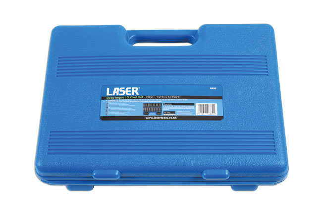 Laser Tools 6830 Deep Impact Socket Set 1/2"D 20pc