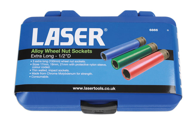 Laser Tools 6866 Alloy Wheel Nut Socket Set - Extra Long