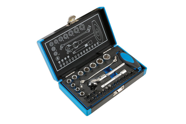 Laser Tools 6916 Roto Lock Socket and Bit Set 1/4"D 31pc