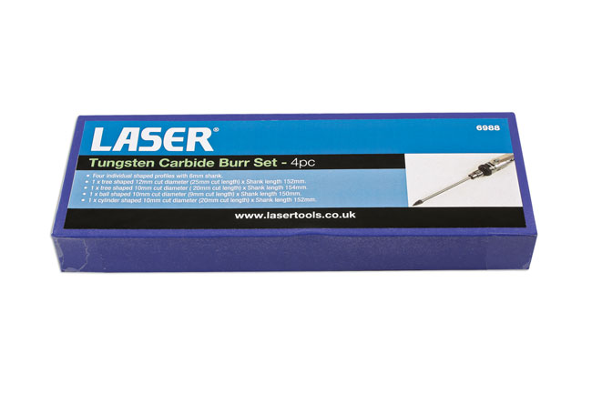 Laser Tools 6988 Tungsten Carbide Burr Set 4pc