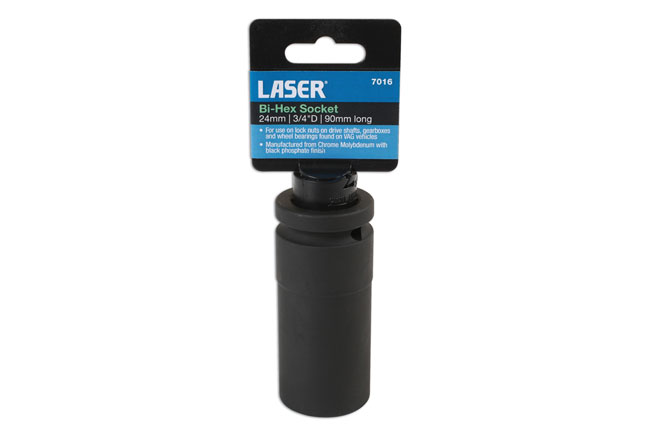 Laser Tools 7016 Bi-Hex Socket 3/4"D 24mm