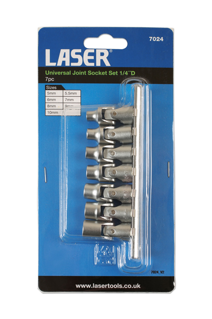 Laser Tools 7024 Universal Joint Socket Set 1/4"D 7pc
