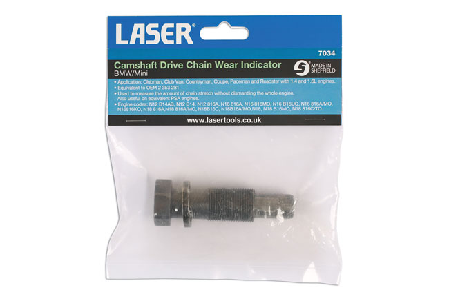 Laser Tools 7034 Camshaft Drive Chain Wear Indicator - for BMW MINI
