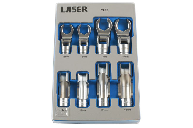 Laser Tools 7152 Window Socket & Crows Foot Wrench Set 3/8"D 8pc