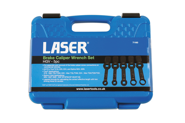 Laser Tools 7160 Brake Caliper Wrench Set 5pc - for HGV