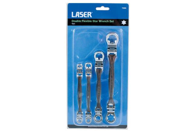 Laser Tools 7260 Flexible Star Spanner Set 4pc