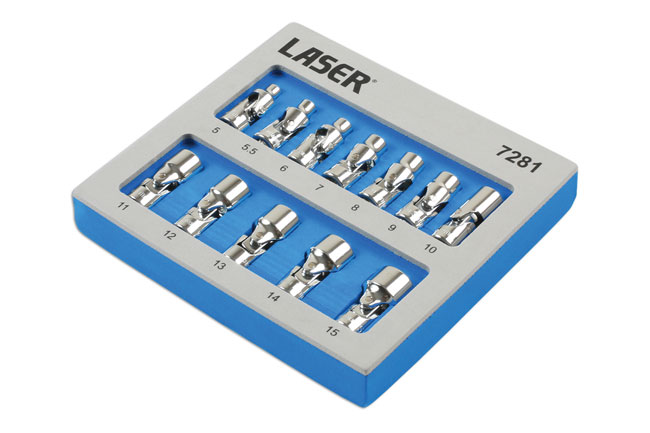 Laser Tools 7281 Universal Joint Socket Set 1/4"D 12pc