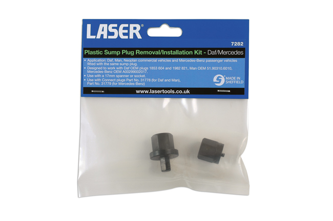 Laser Tools 7282 Plastic Sump Plug Removal/Installation Kit - for DAF, MAN