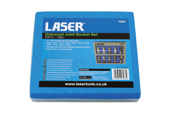 Laser Tools 7283 Universal Joint Socket Set 3/8"D 10pc