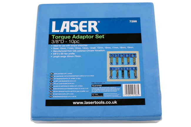 Laser Tools 7286 Torque Adaptor Set 3/8"D 10pc