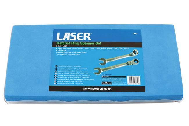Laser Tools 7350 Flexi-Head Ratchet Ring Spanner Set