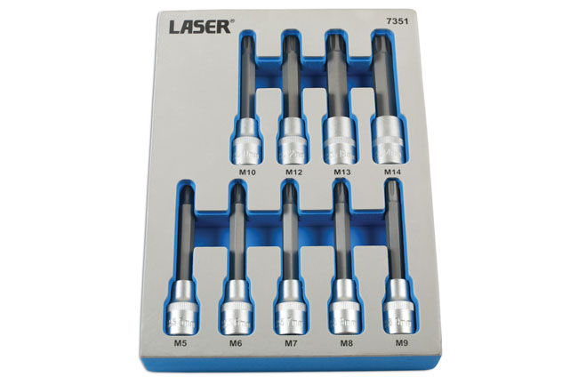 Laser Tools 7351 Tamperproof Ribe Socket Bit Set 1/2"D 9pc