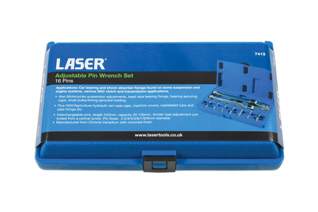 Laser Tools 7412 Adjustable Pin Wrench Set