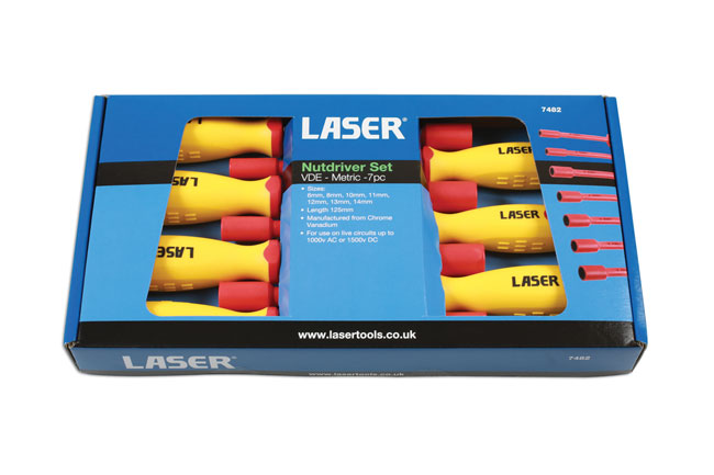 Laser Tools 7482 Insulated Nut Driver Set 7pc