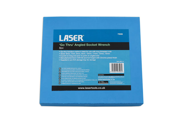 Laser Tools 7506 Go Thru Angled Socket Spanner Set 8pc