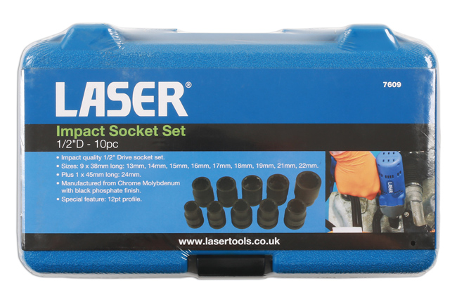 Laser Tools 7609 Impact Socket Set 1/2"D 10pc
