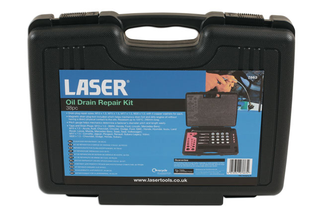 Laser Tools 7663 Oil Drain Repair Kit 38pc