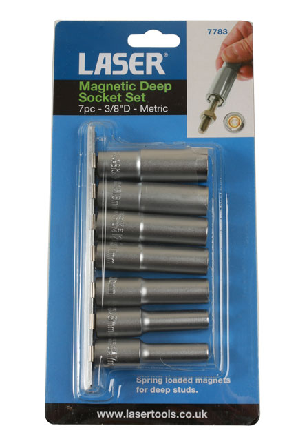 Laser Tools 7783 Magnetic Deep Socket Set 3/8"D 7pc