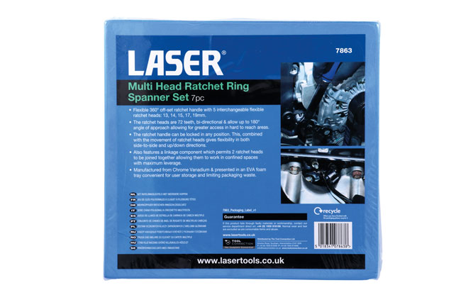 Laser Tools 7863 Multi Head Ratchet Ring Spanner Set