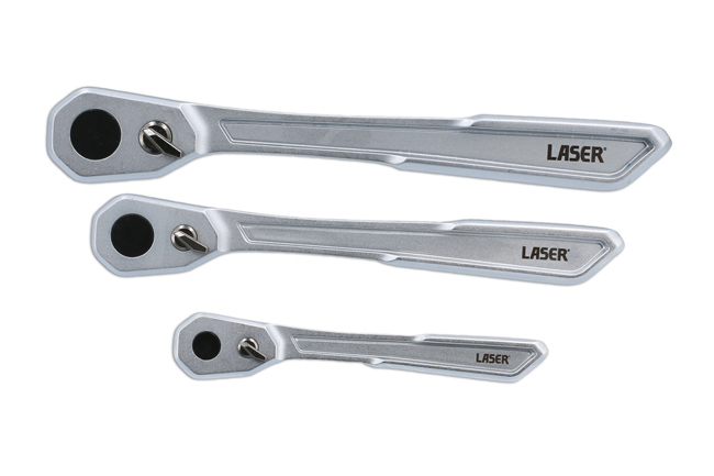 Laser Tools 7937 Slim Handle Ratchet Set 1/4"D, 3/8"D, 1/2"D 3pc
