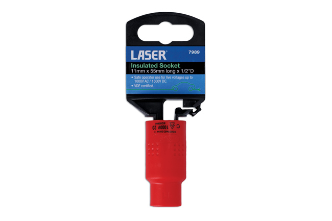 Laser Tools 7989 1000v Insulated Socket 1/2"D 11mm