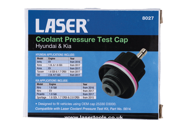Laser Tools 8027 Coolant Pressure Test Cap - for Hyundai & Kia