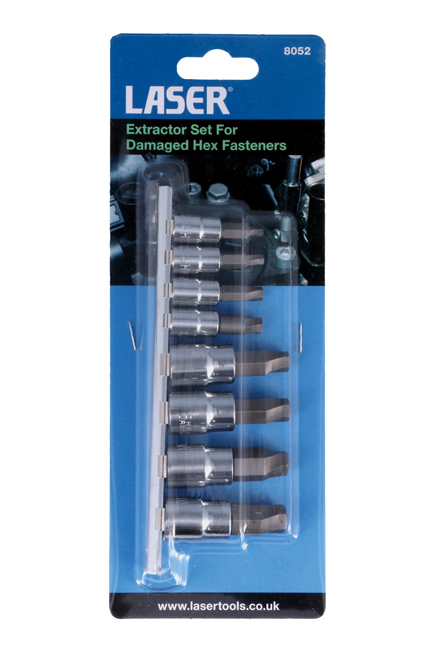 Laser Tools 8052 Extractor Set for Damaged Hex Fasteners