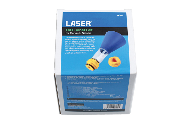 Laser Tools 8302 Oil Funnel Set - for Renault, Nissan
