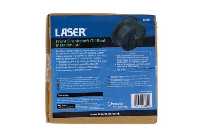 Laser Tools 8309 Front Crankshaft Oil Seal Installer - for DAF