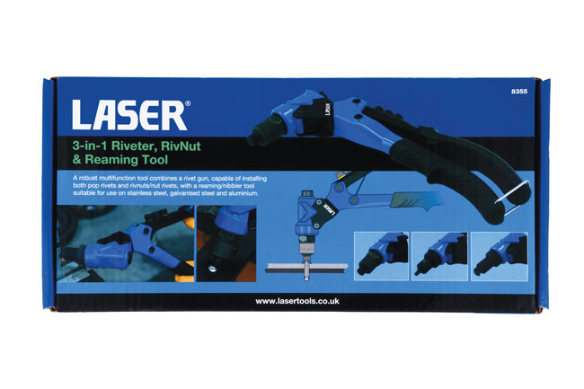 Laser Tools 8355 3-in-1 Riveter, RivNut & Reaming Tool