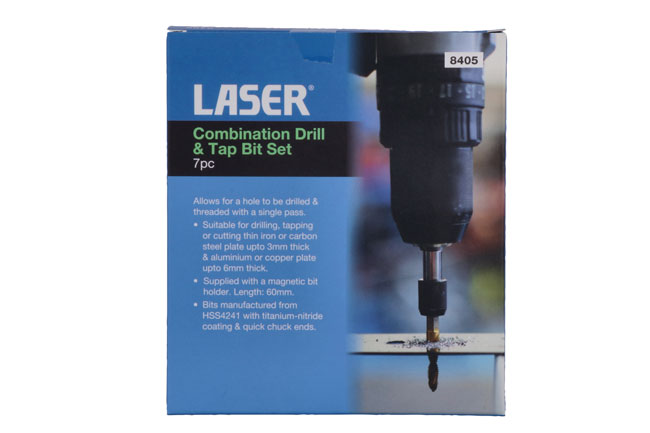 Laser Tools 8405 Combination Drill & Tap Bit Set 7pc